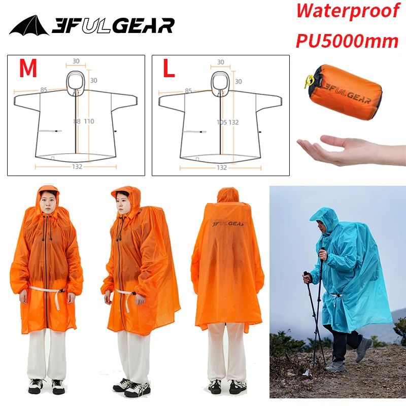 Camping Rain Poncho - 3F UL GEAR Płaszcz przeciwdeszczowy z