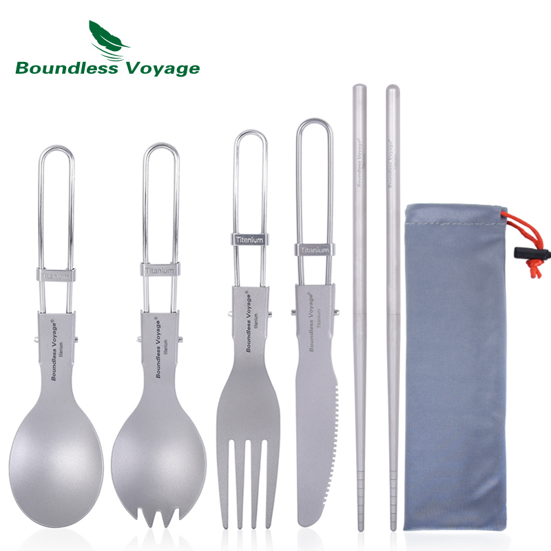 Outdoor Camping Dining Set - Bezgraniczna Podróż Tytanowe Sztućce Kempingowe Składana