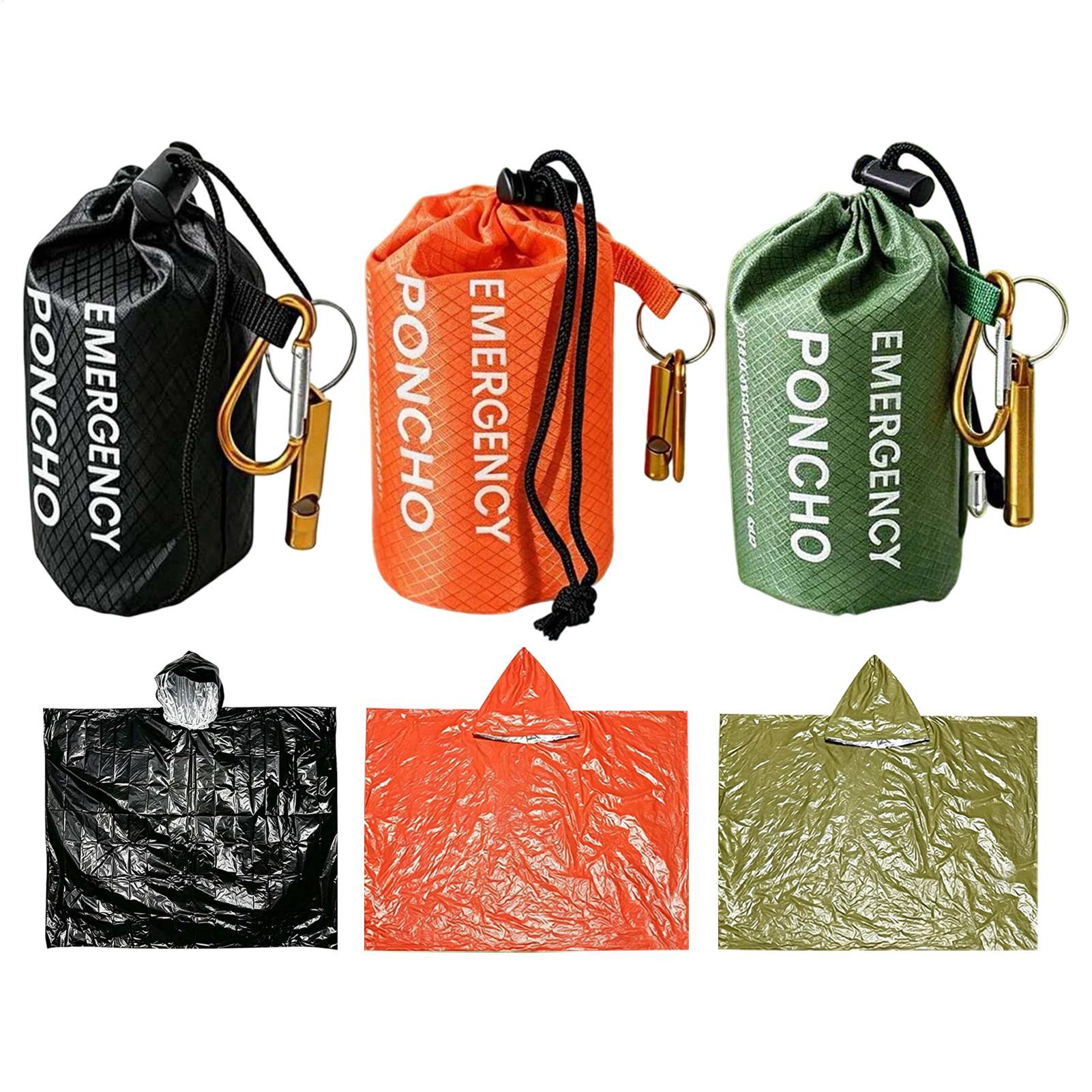 Camping Rain Poncho - 3 sztuki: kurtka przeciwdeszczowa do użytku