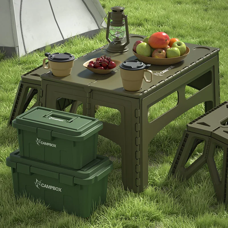 Outdoor Camping Exhibition - Składany przenośny, przedłużony plastikowy stół kempingowy