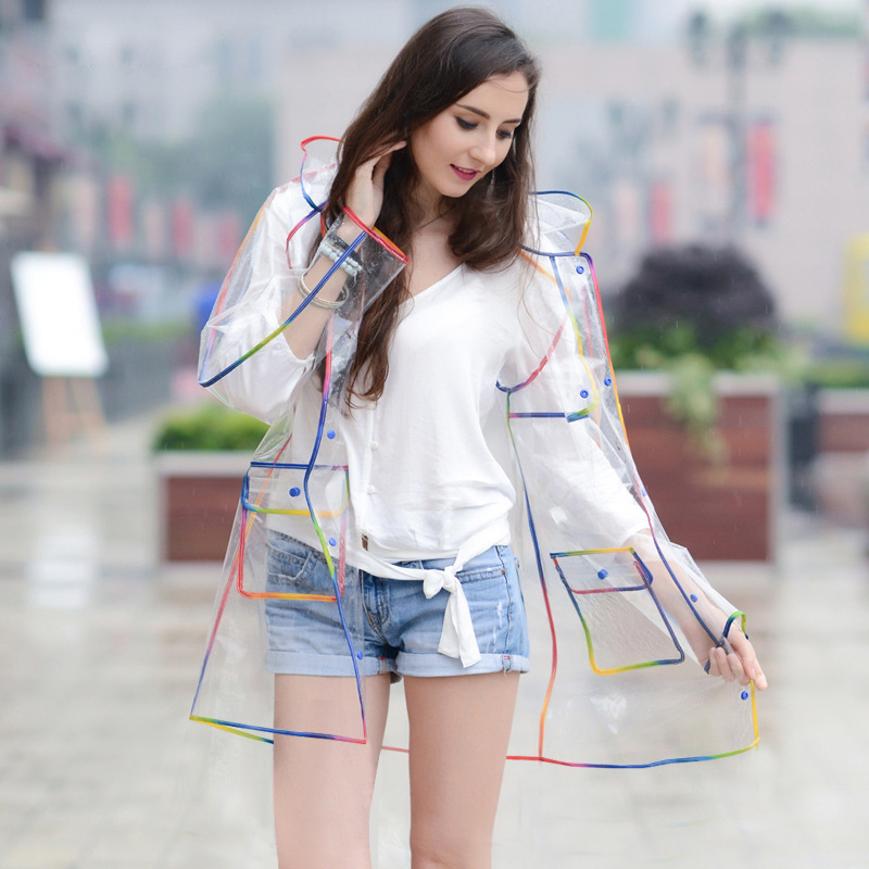 Kolorowy tęczowy brzeg przezro – Camping Rain Poncho recenzja i cena