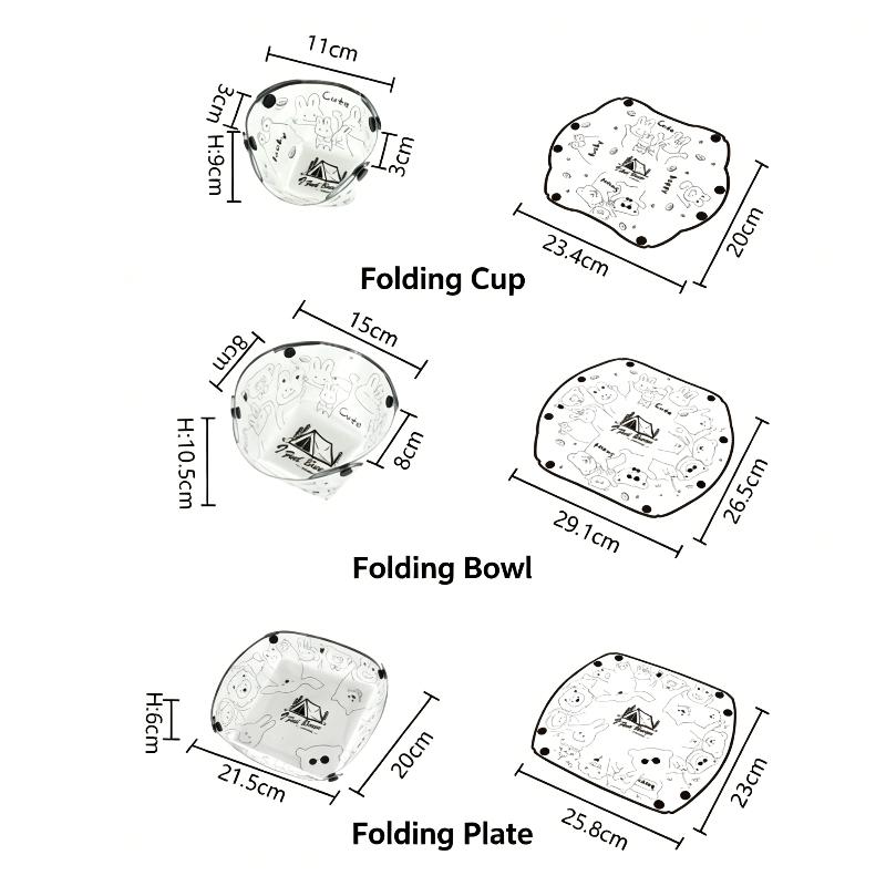 1/3 szt. składanych misek, kub – Outdoor Camping Dining Set recenzja i cena
