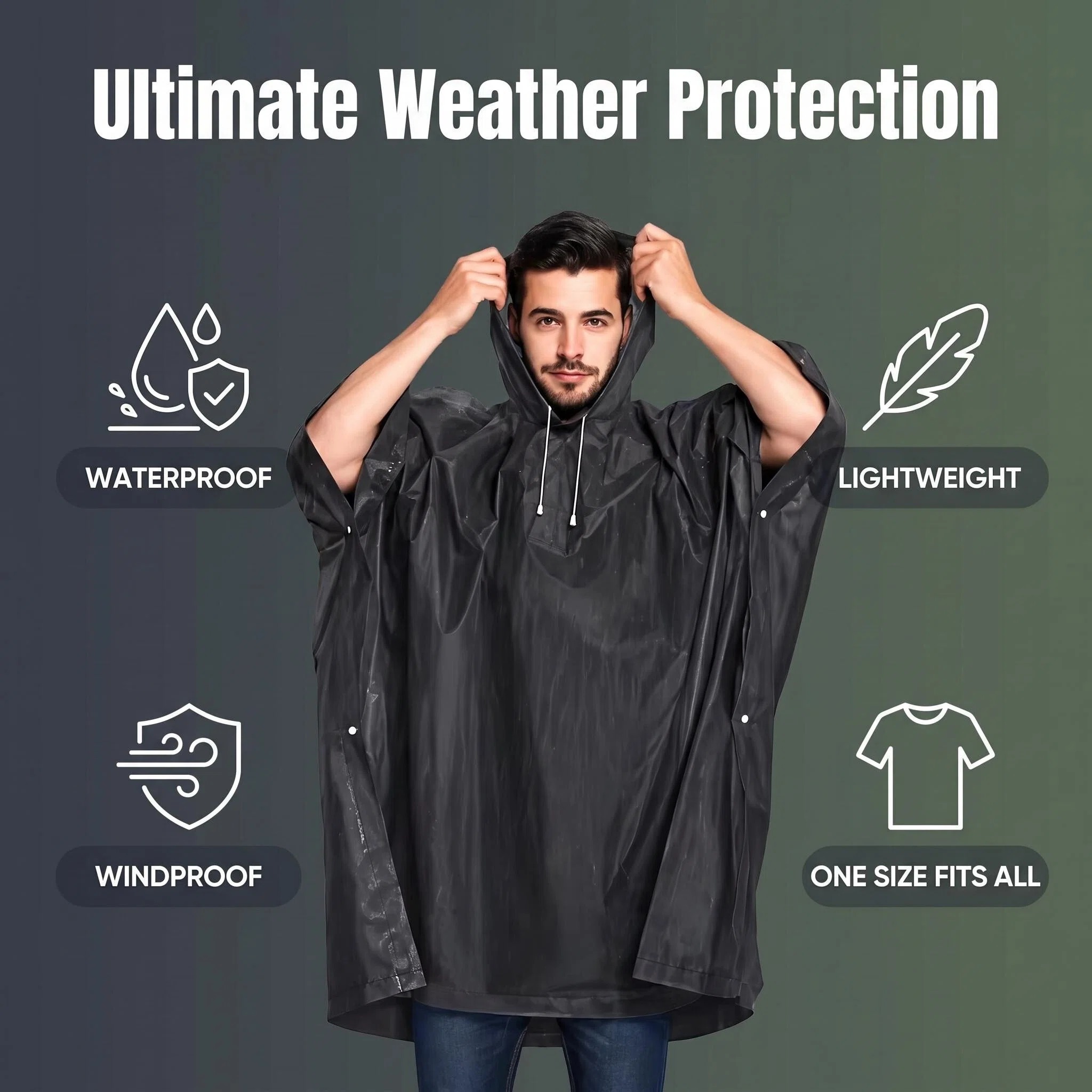 Ponczo taktyczne 3 w 1 na zewn – Camping Rain Poncho recenzja i cena